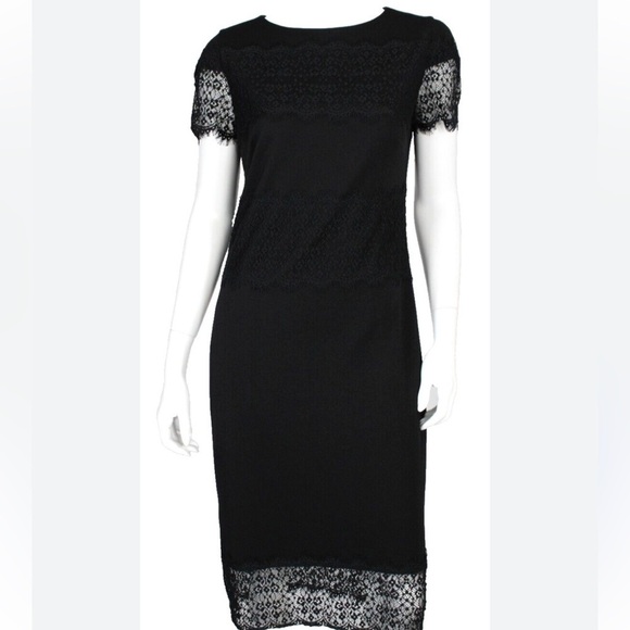 Escada Black Lace Knee Length Sheath Dress - Picture 2 of 14